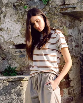 Maliah-Sue Organic Cotton Top In Tan & Cream Stripe