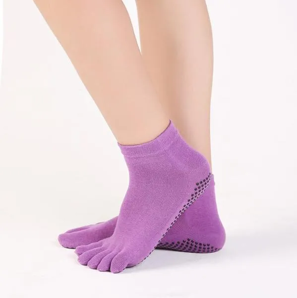 1 Set Yoga Socks Gloves Women Non-slip Five Finger Toe Socks Pilates Massage Athletic Sport Socks Gloves Set