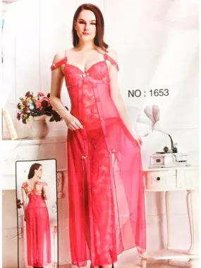 1653 - Long Net Nighty Sleeveless For Women