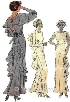 1934 Finned Evening Gown, E30-7858