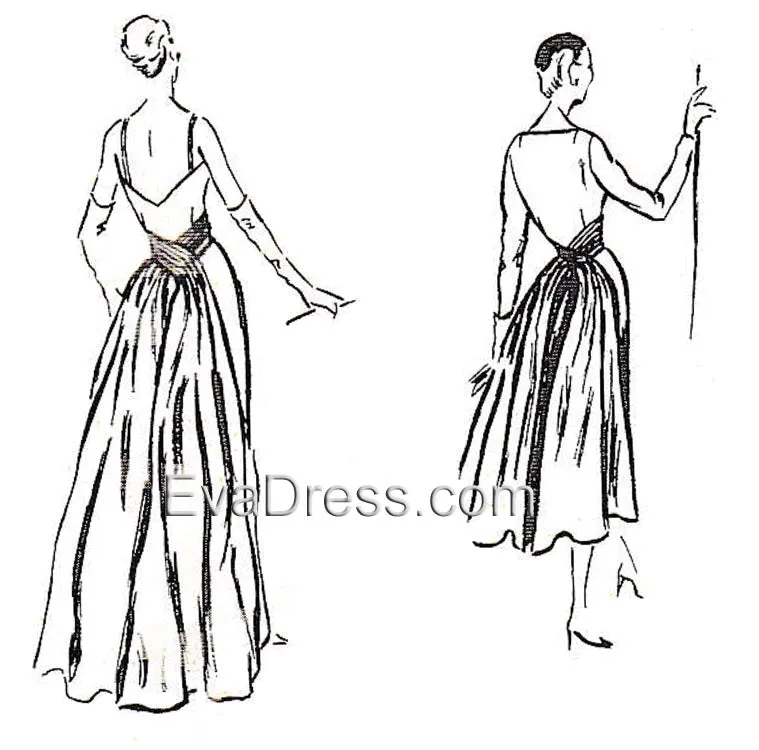 1955 Evening or Day Dress with Drapes E50-883