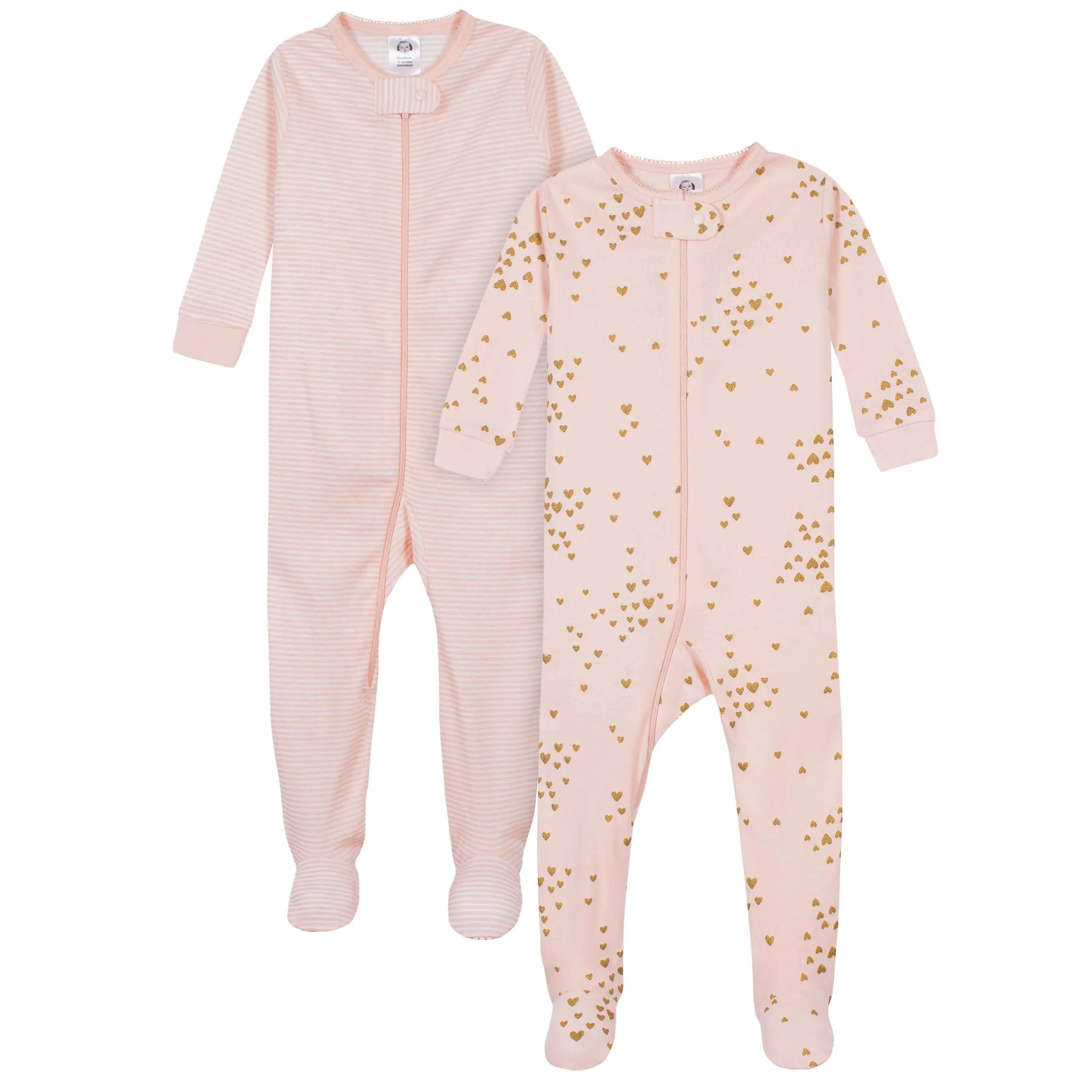 2-Pack Baby & Toddler Girls Love Snug Fit Footed Cotton Pajamas