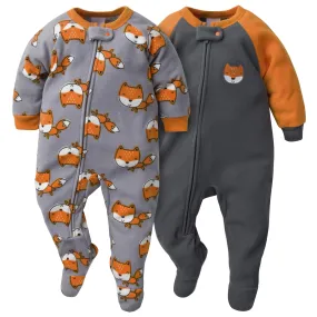 2-Pack Baby Boys Fox Fleece Pajamas