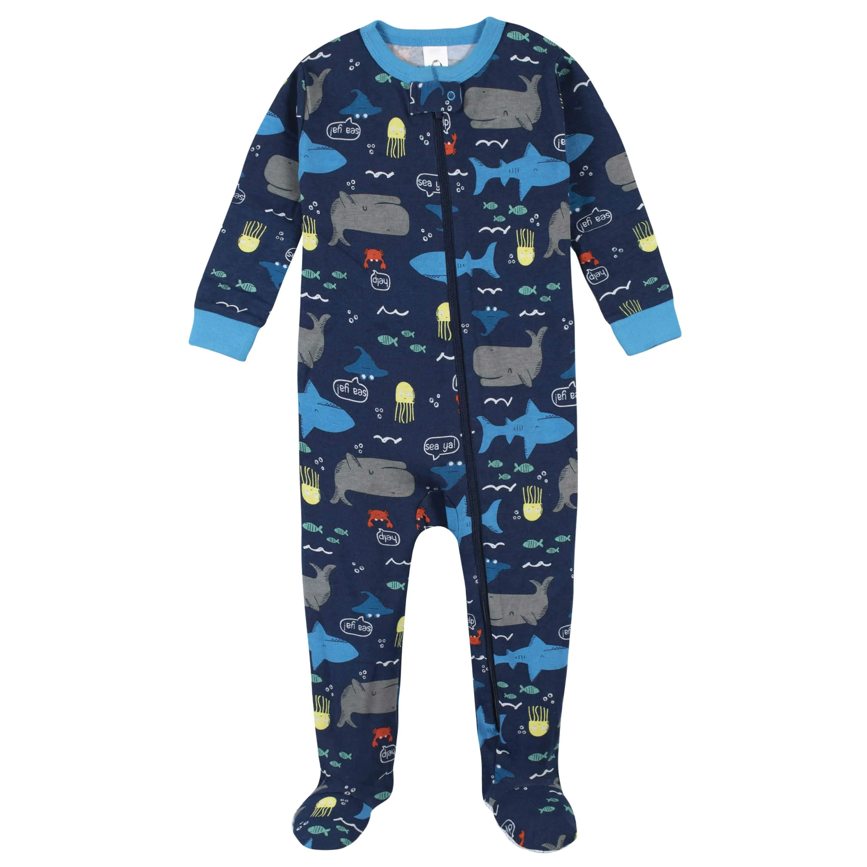 2-Pack Boys Sea Snug Fit Footed Cotton Pajamas