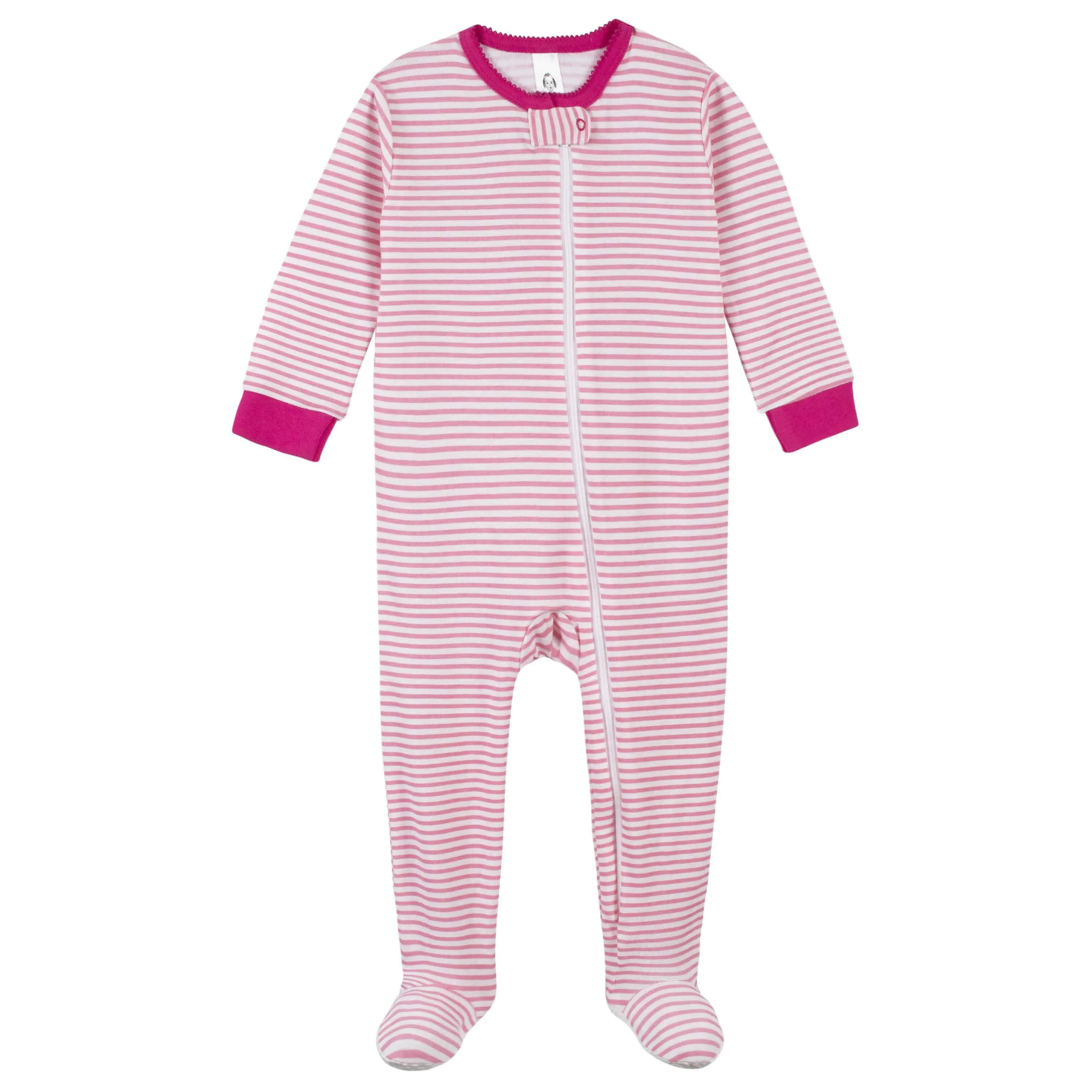 2-Pack Girls Flamingo Snug Fit Footed Cotton Pajamas