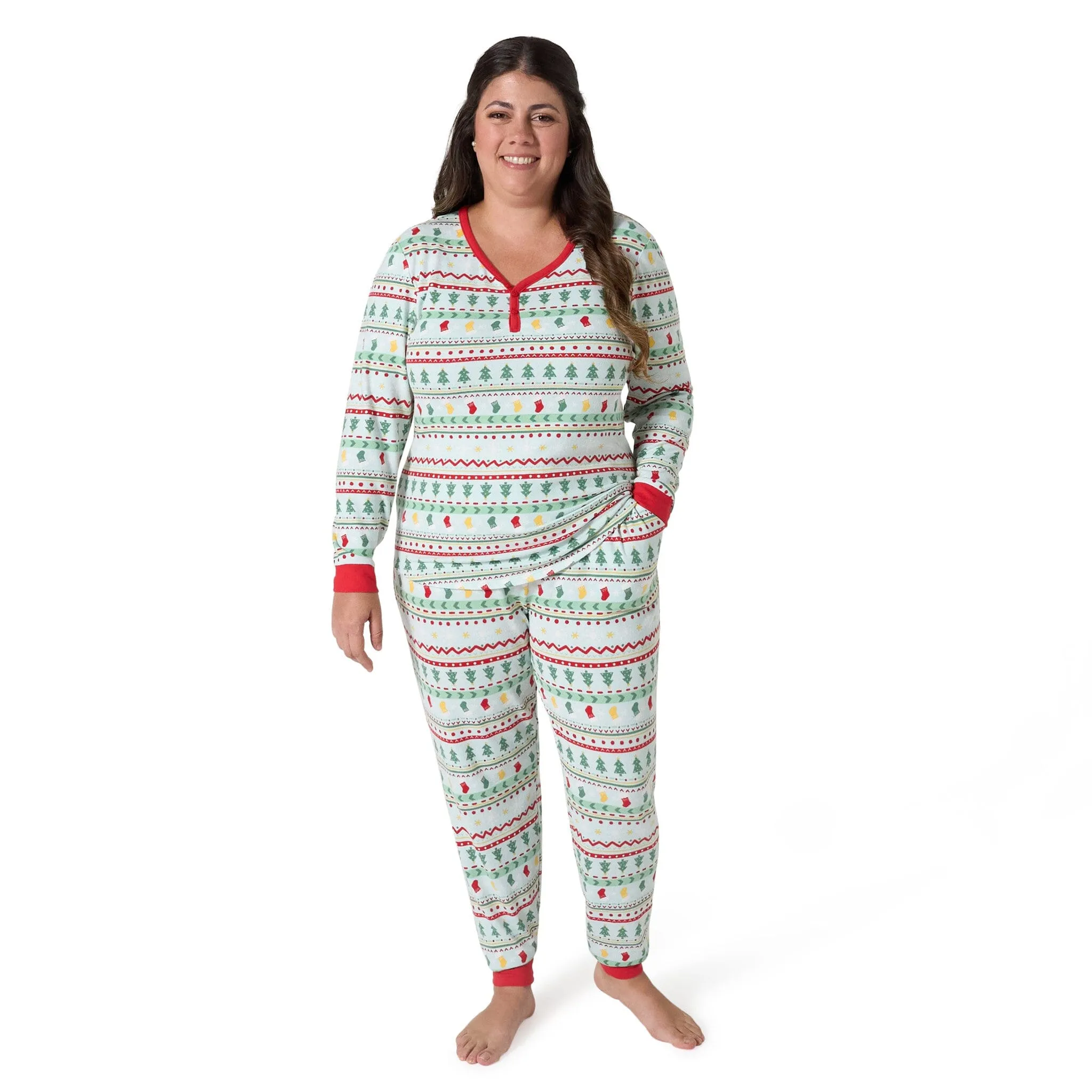 2-Piece Women's Oh What Fun Fair Isle Hacci Pajama Set