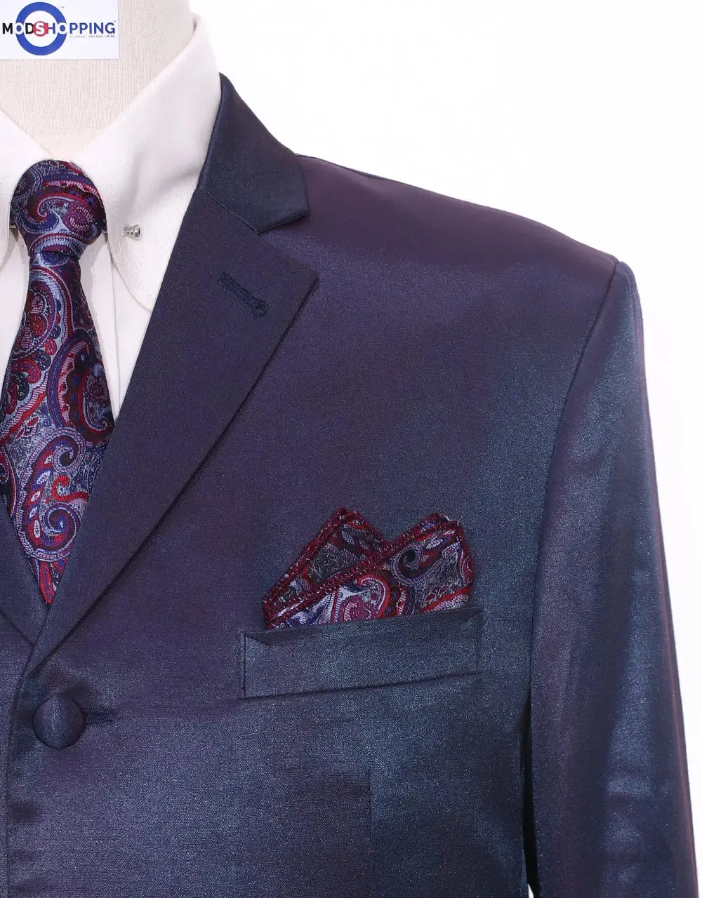 3 Piece Suit |  60s Mod Style Red And Blue Two Tone Suit