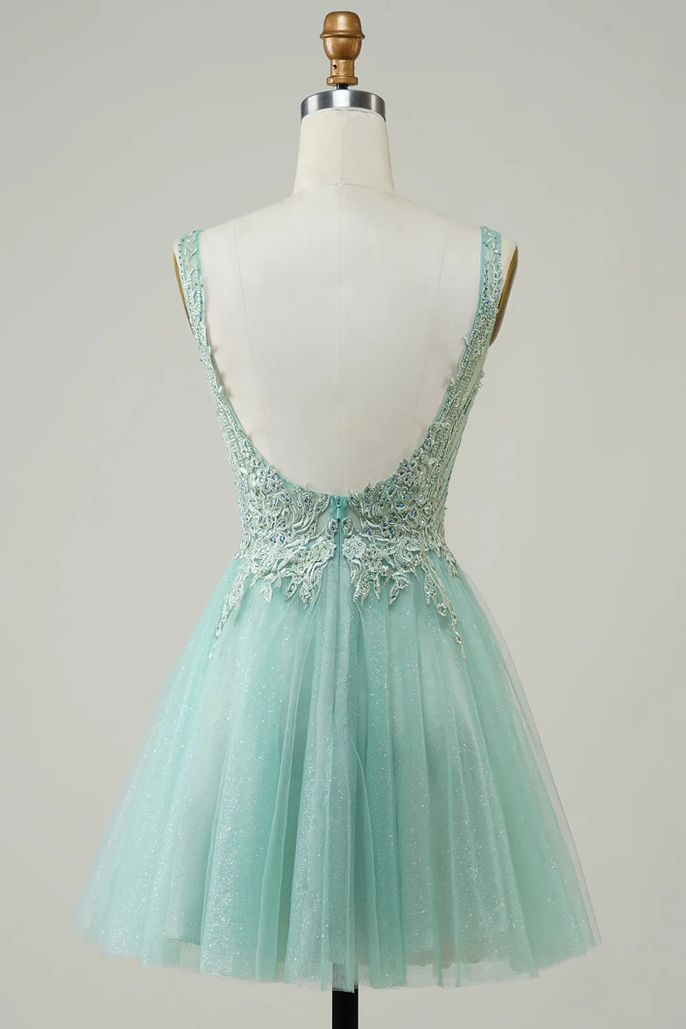 A Line Cute Green Homecoming Dress with Appliques