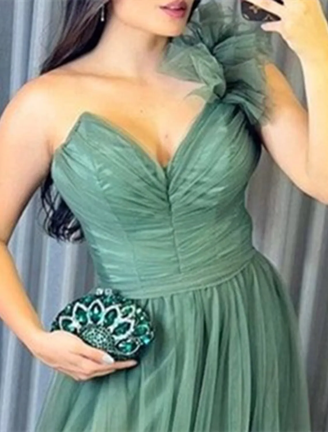 A-Line Evening Gown Plus Size Dress Formal Wedding Guest Court Train Sleeveless Strapless Tulle with Bow(s) Slit