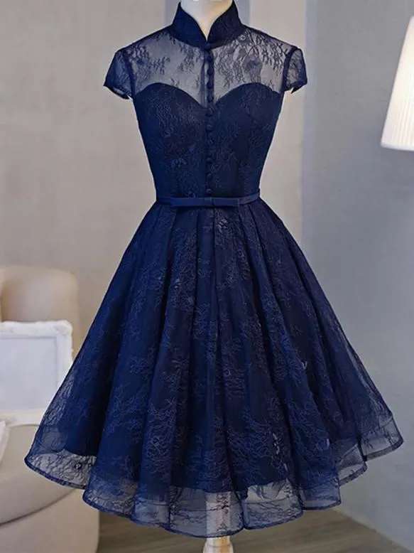 A-line High-Neck Mini Tulle Short Homecoming Dresses HX00171