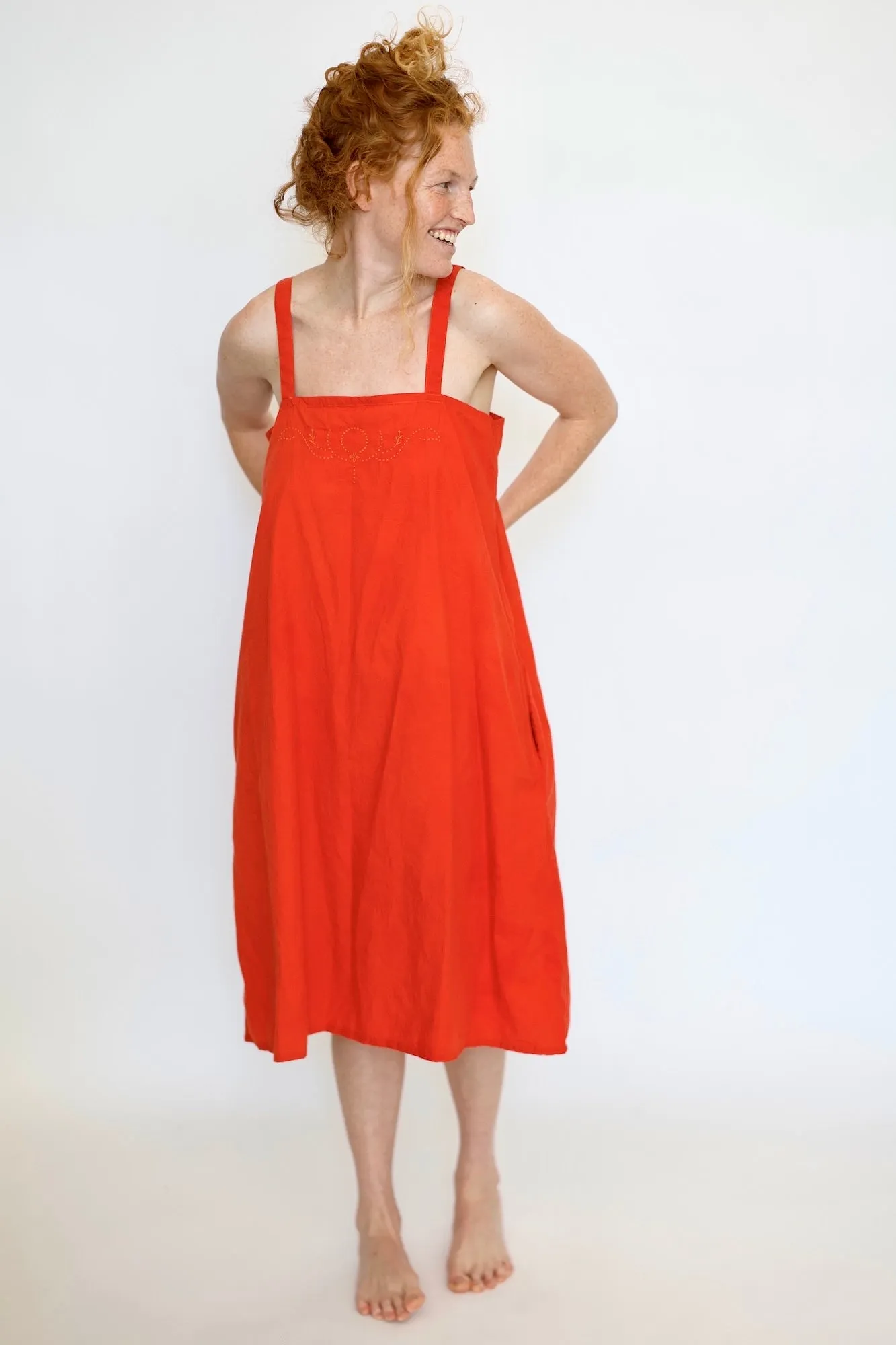 A-Line Slip Dress,  Tomato