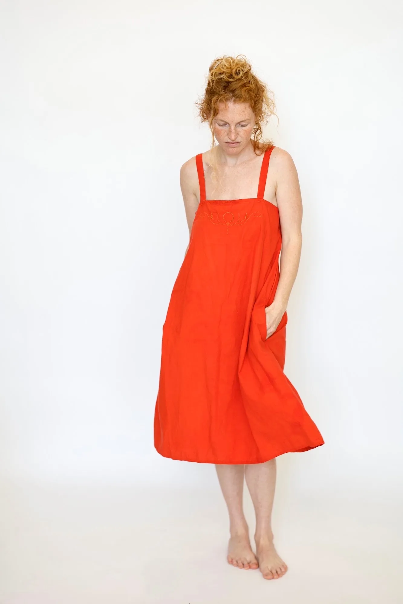 A-Line Slip Dress,  Tomato