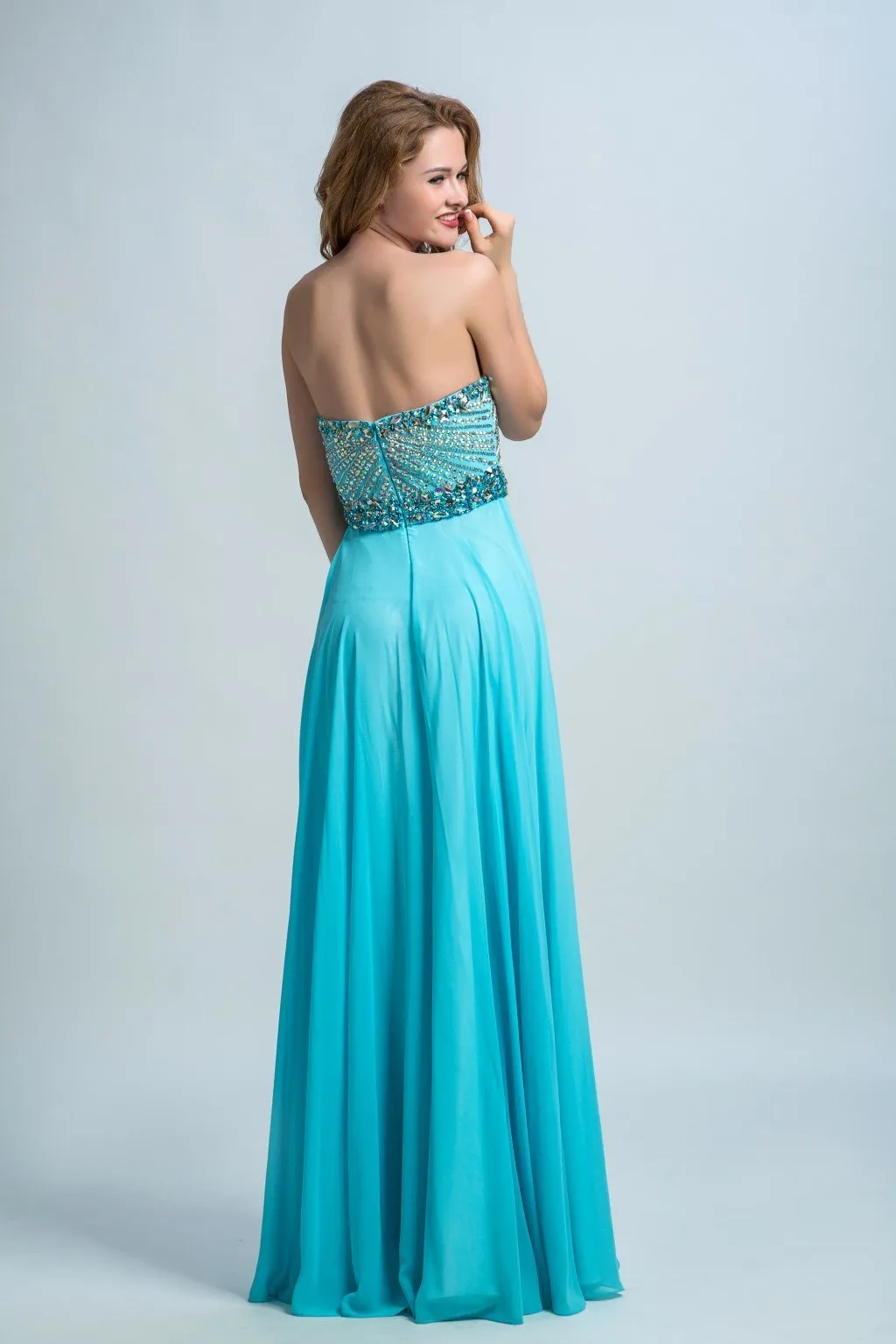 A-line Sweetheart  Floor-Length Chiffon Rhine Stone  Evening Dresses 2897