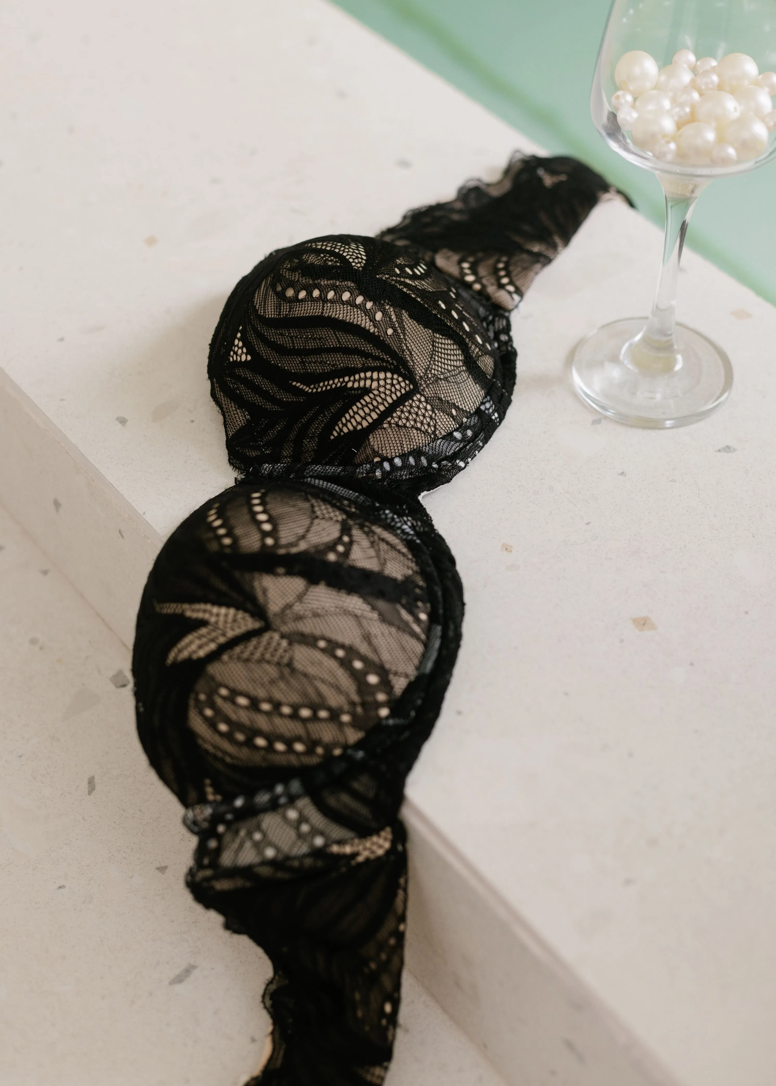 Adalyn Black Lace Underwired Strapless Bra