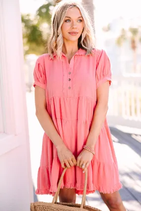 All Together Coral Pink Linen Dress