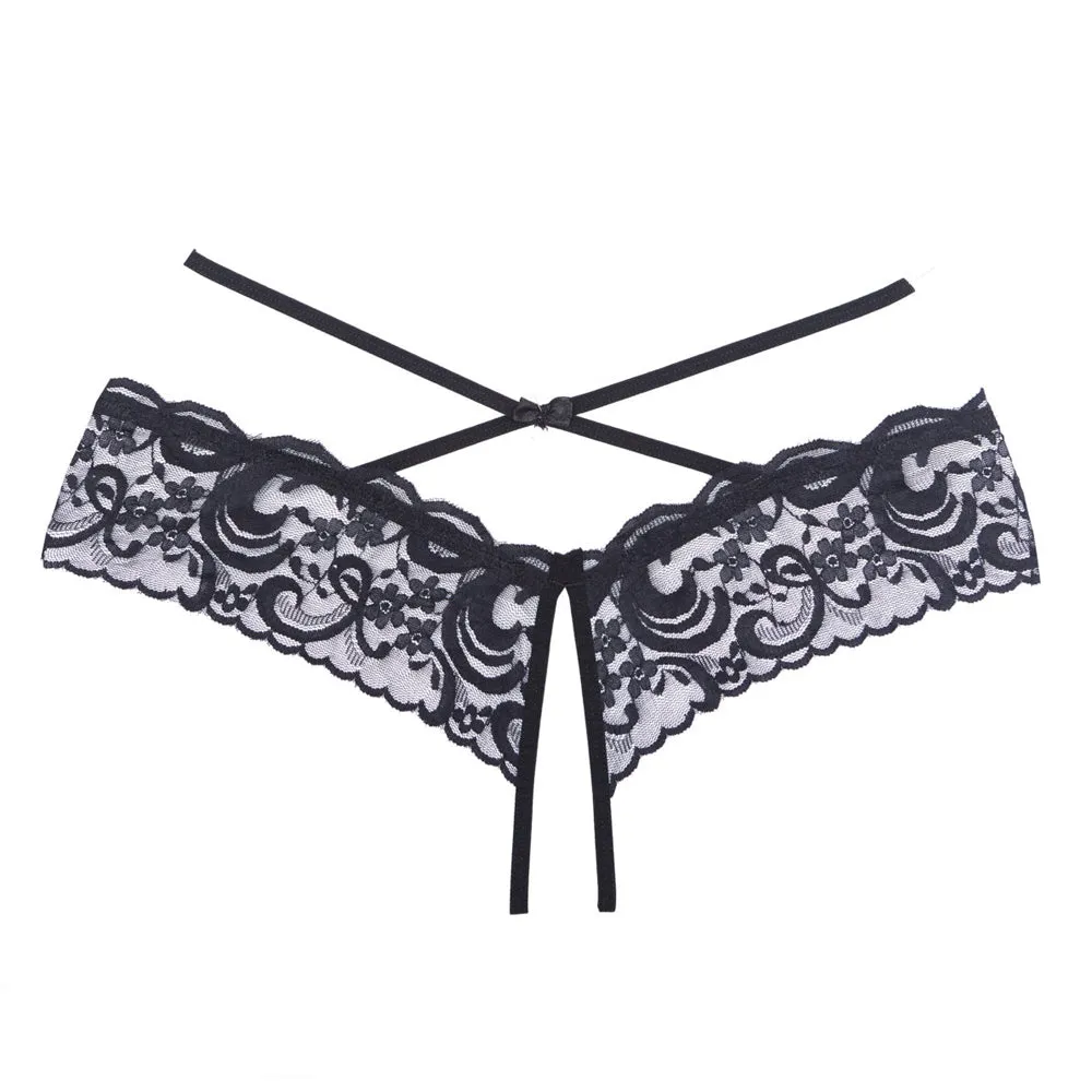 Allure Adore Dare Me Strappy Crotchless Lace Panties