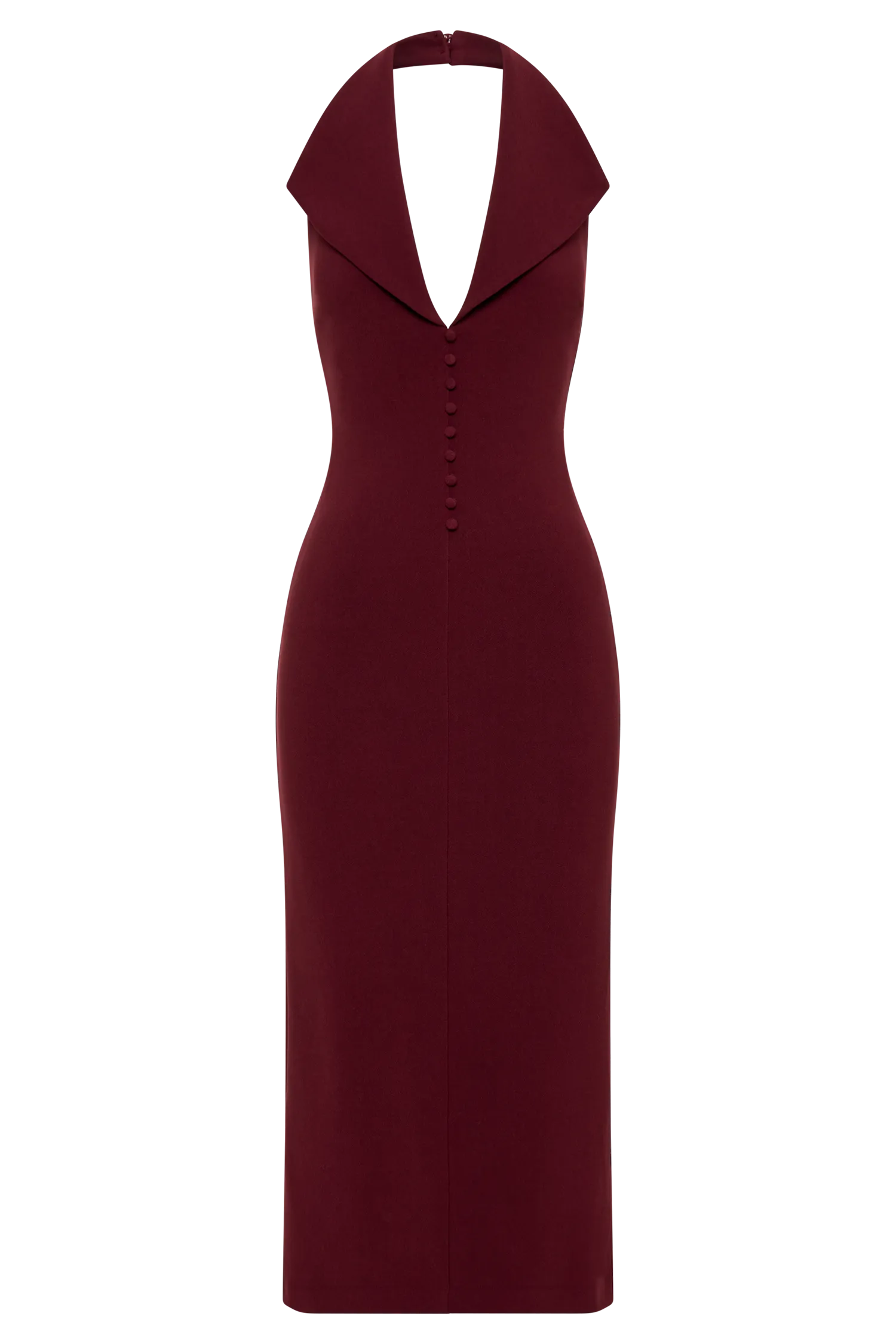 Annita Crepe Halter Midi Dress - Merlot