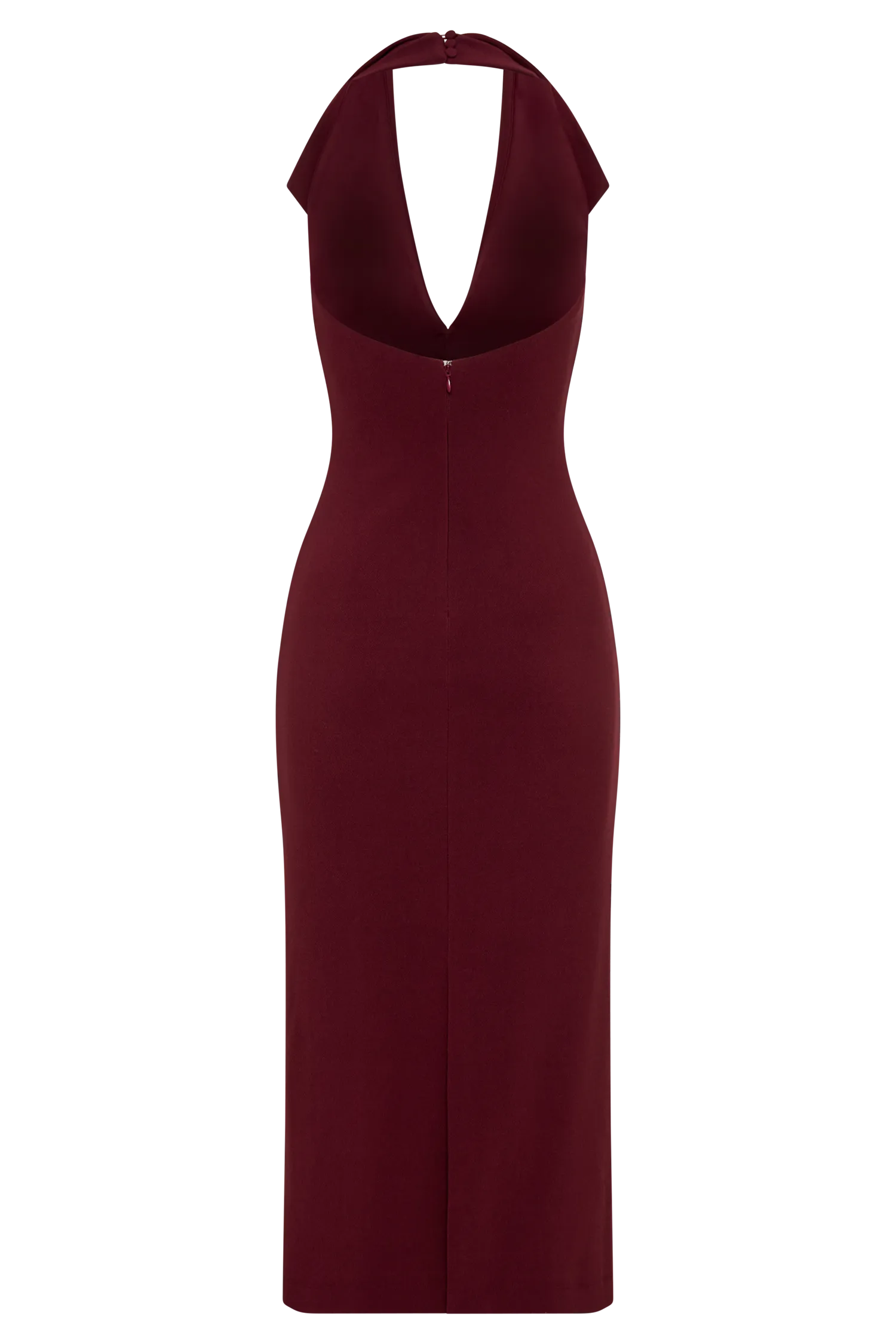 Annita Crepe Halter Midi Dress - Merlot