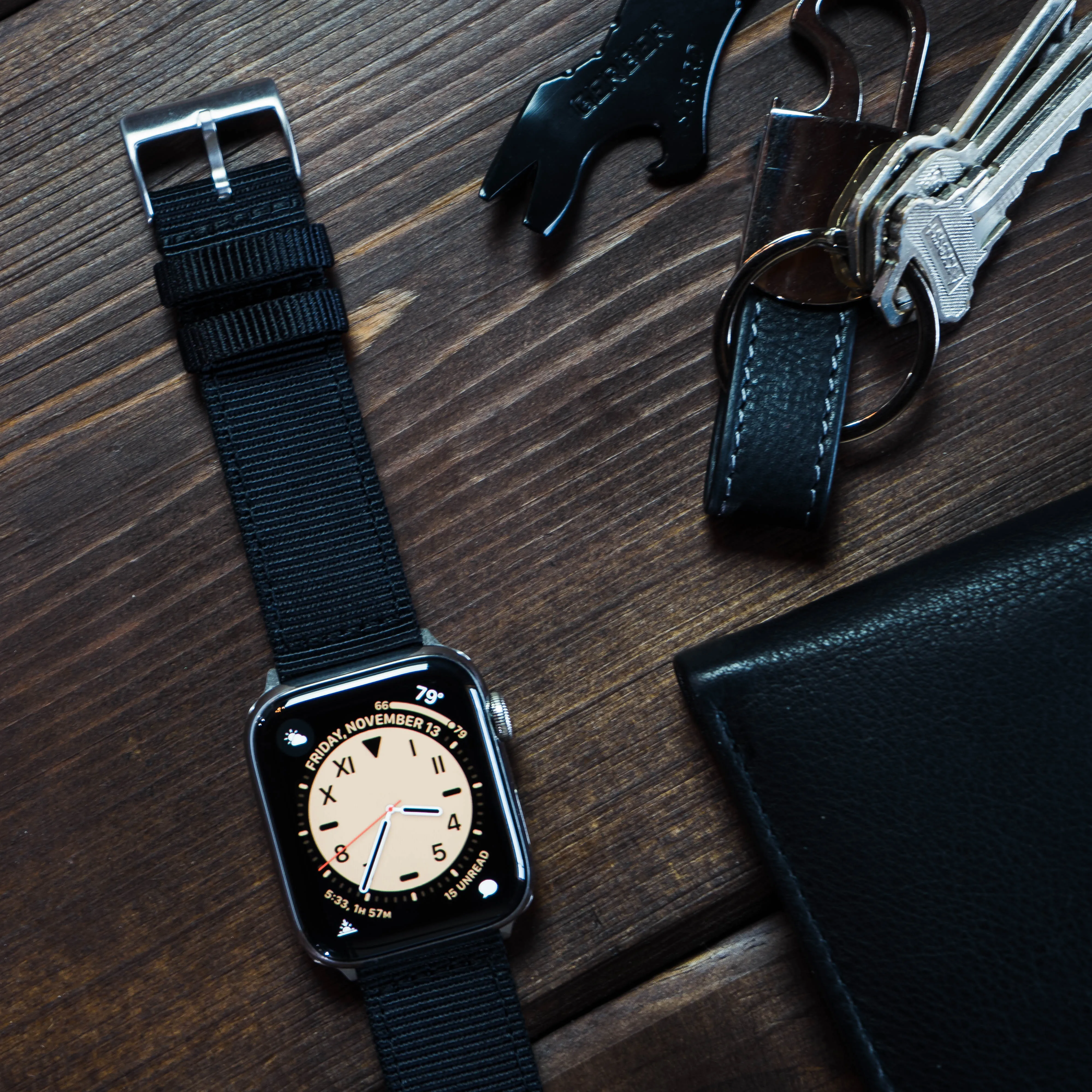 Apple Watch Two Piece NATO® Style Black Watch Band