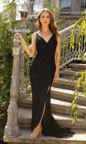 Backless Long Beaded V-Neck Formal Dress 3904