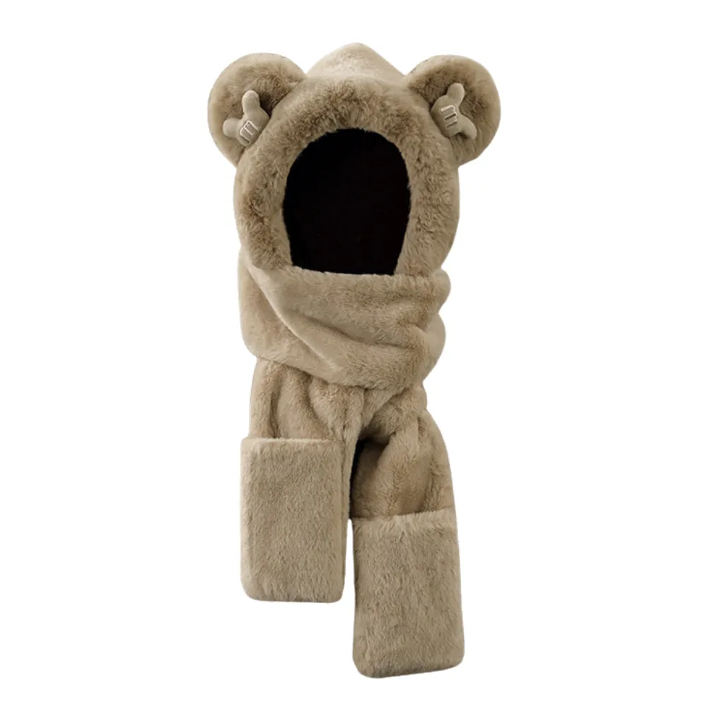 Bear Scarf Gloves Plush Hat