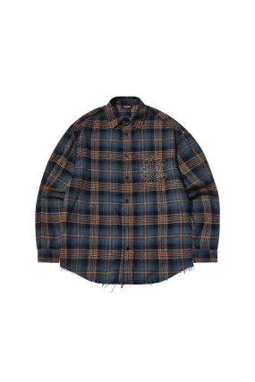 BEASTER Patch Embroidered Plaid Long-sleeved Shirt