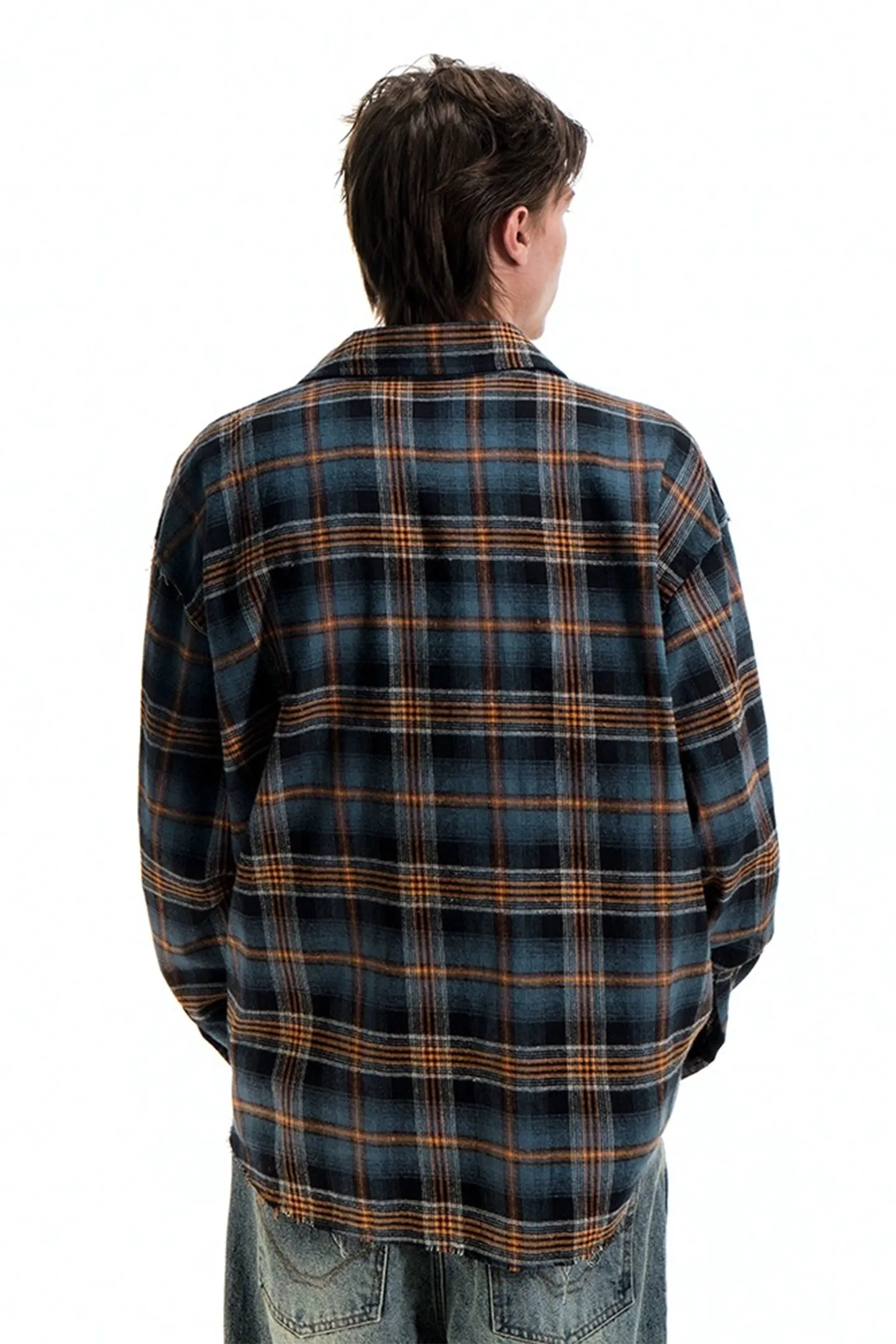 BEASTER Patch Embroidered Plaid Long-sleeved Shirt