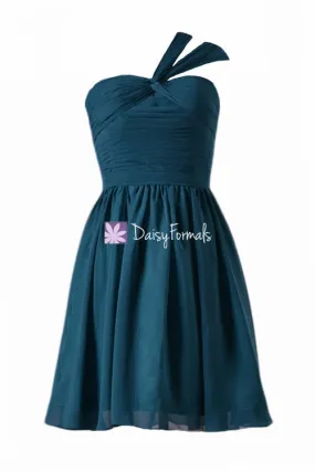 Beautiful Mini Bridesmaids Dress Rich Teal Cocktail Chiffon Party Dress (BM731N)