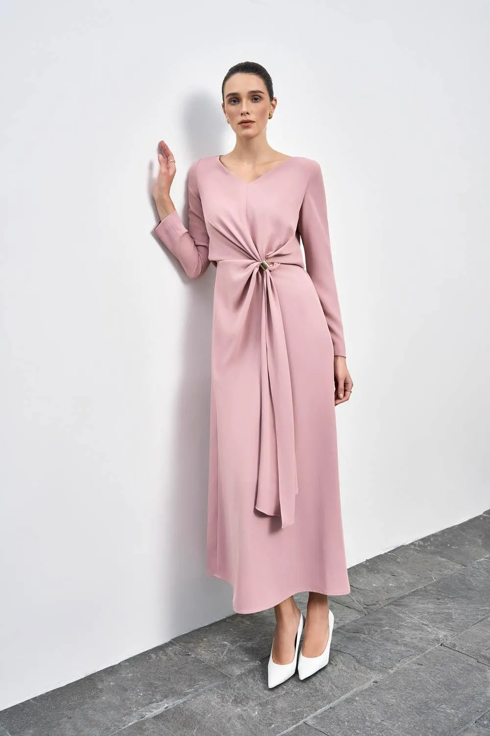 Belle Sarong Long Sleeved Cotton Silk Ankle Length Dress