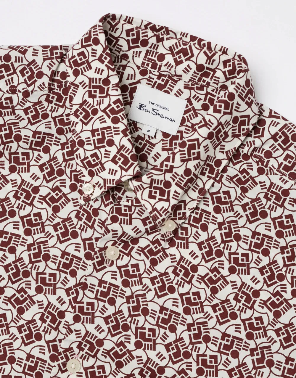 Ben Sherman Retro Print Claret Short Sleeve Shirt