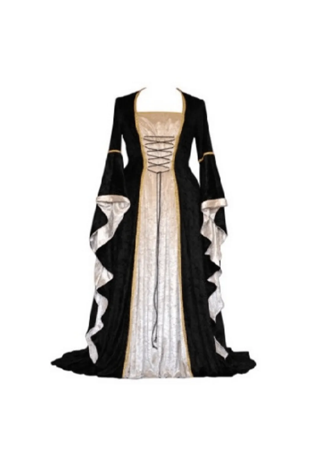 Black and Gold Velvet Medieval Dress