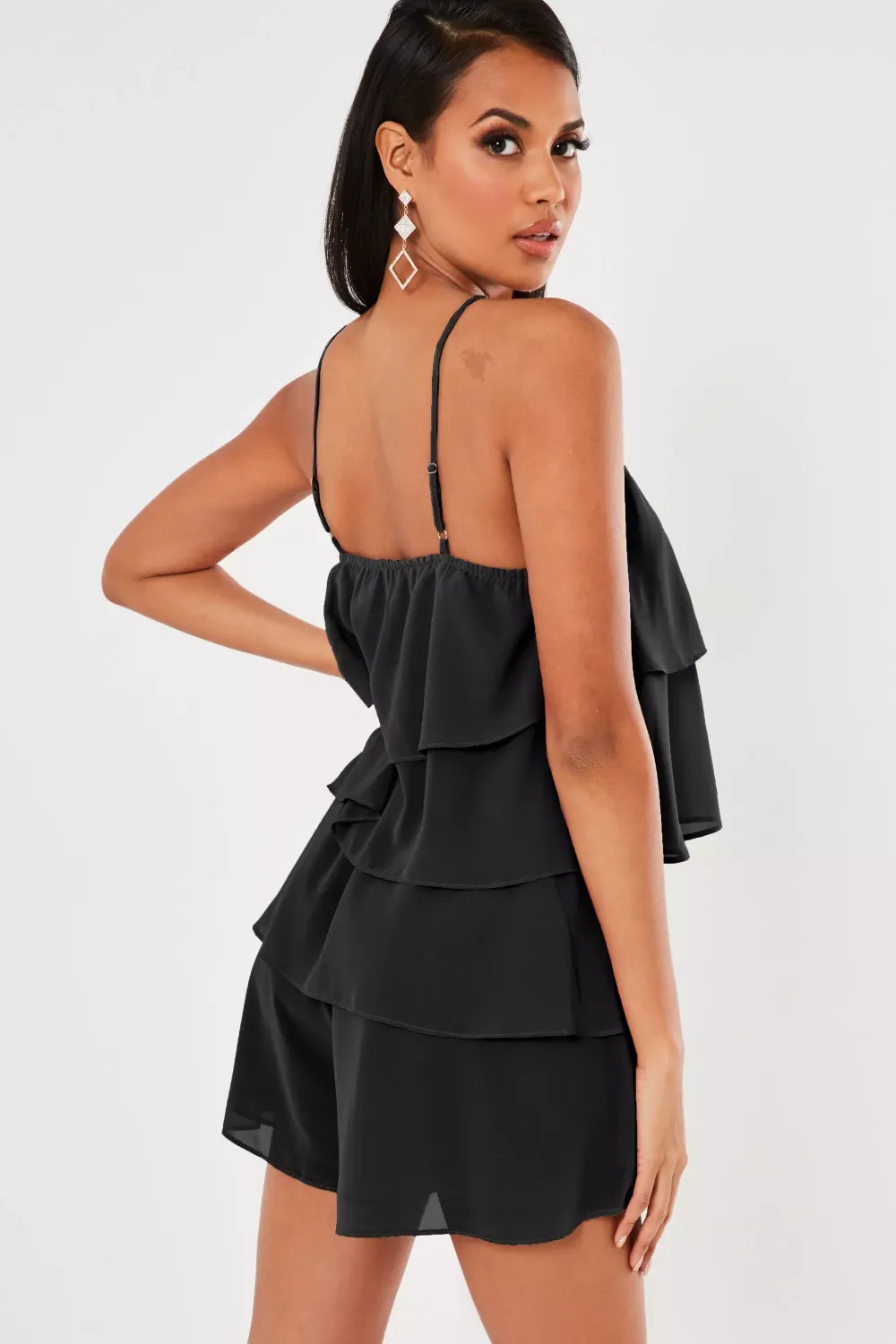 Black Layered Frill Floaty Dress