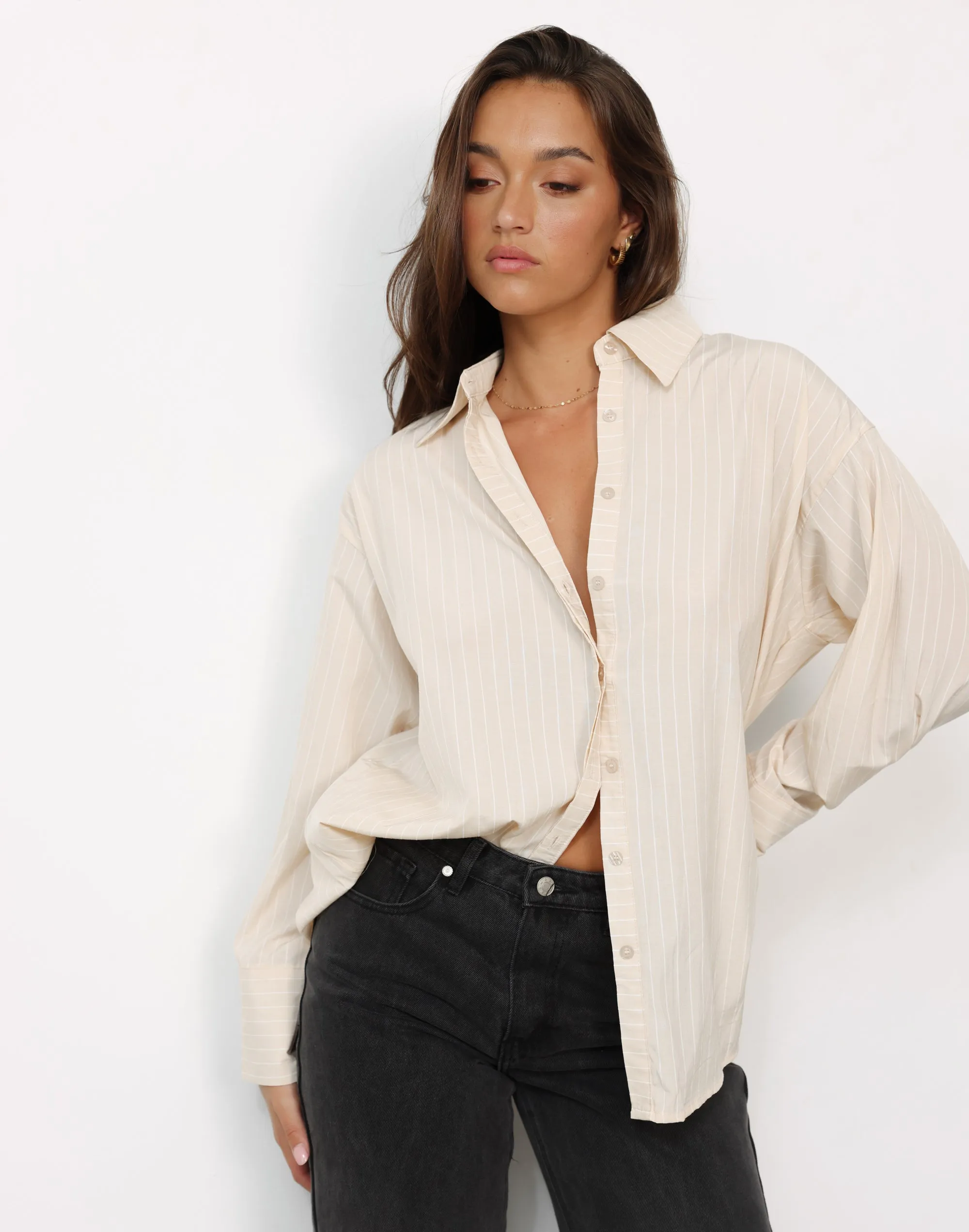 Blanchet Shirt (Almond Pinstripe)