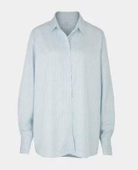 Blue Boyfriend Fit Gingham Check Women's Shirt