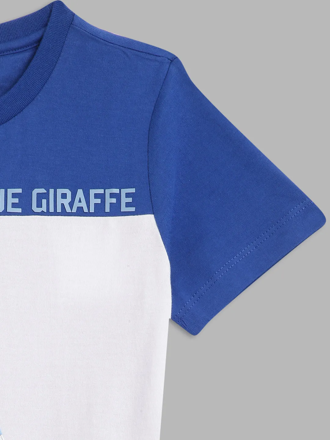 Blue Giraffe Boys Multi Colour blocked Round Neck TShirt