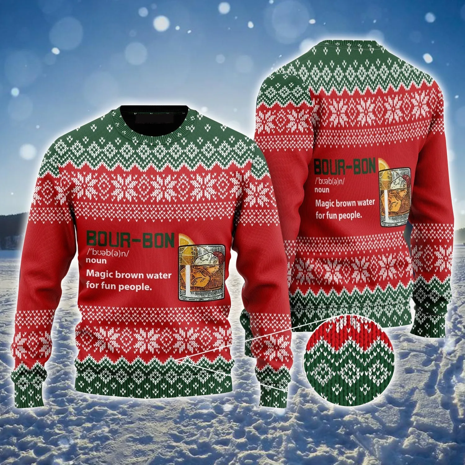 Bourbon Ugly Sweater, Christmas Pattern Ugly Sweater, Magic Water Ugly Sweater For Men & Women - Perfect Gift For Christmas, Bourbon Lovers