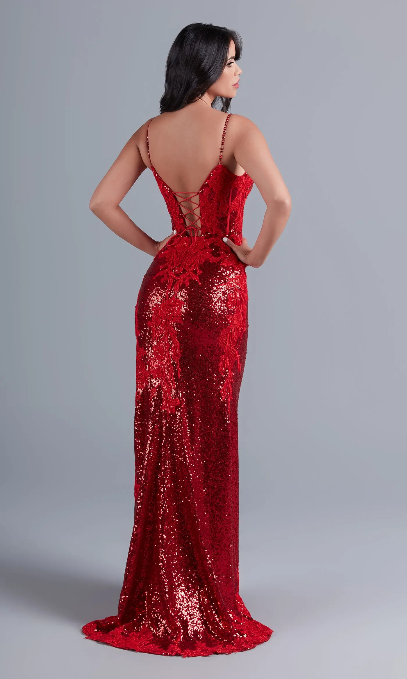 Bright Red Long Sequin Formal Dress