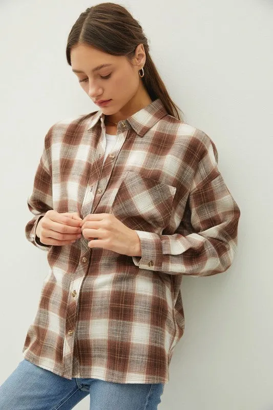 Brown Plaid Button Down