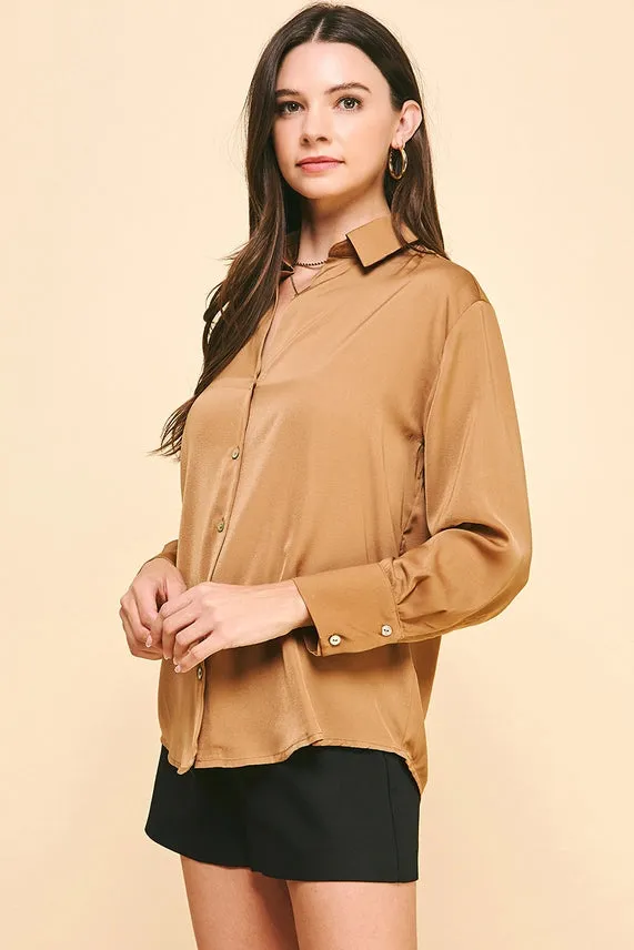 Button Down Woven Shirt | Camel