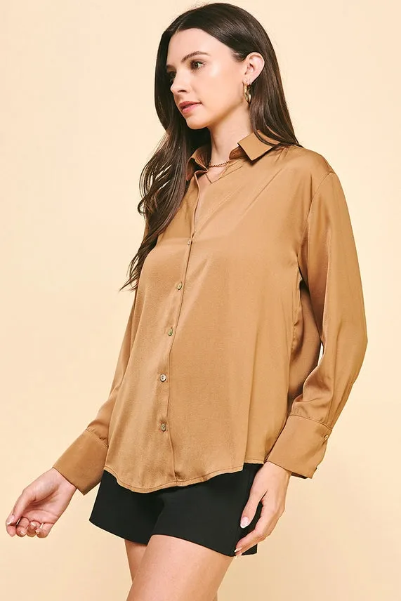 Button Down Woven Shirt | Camel