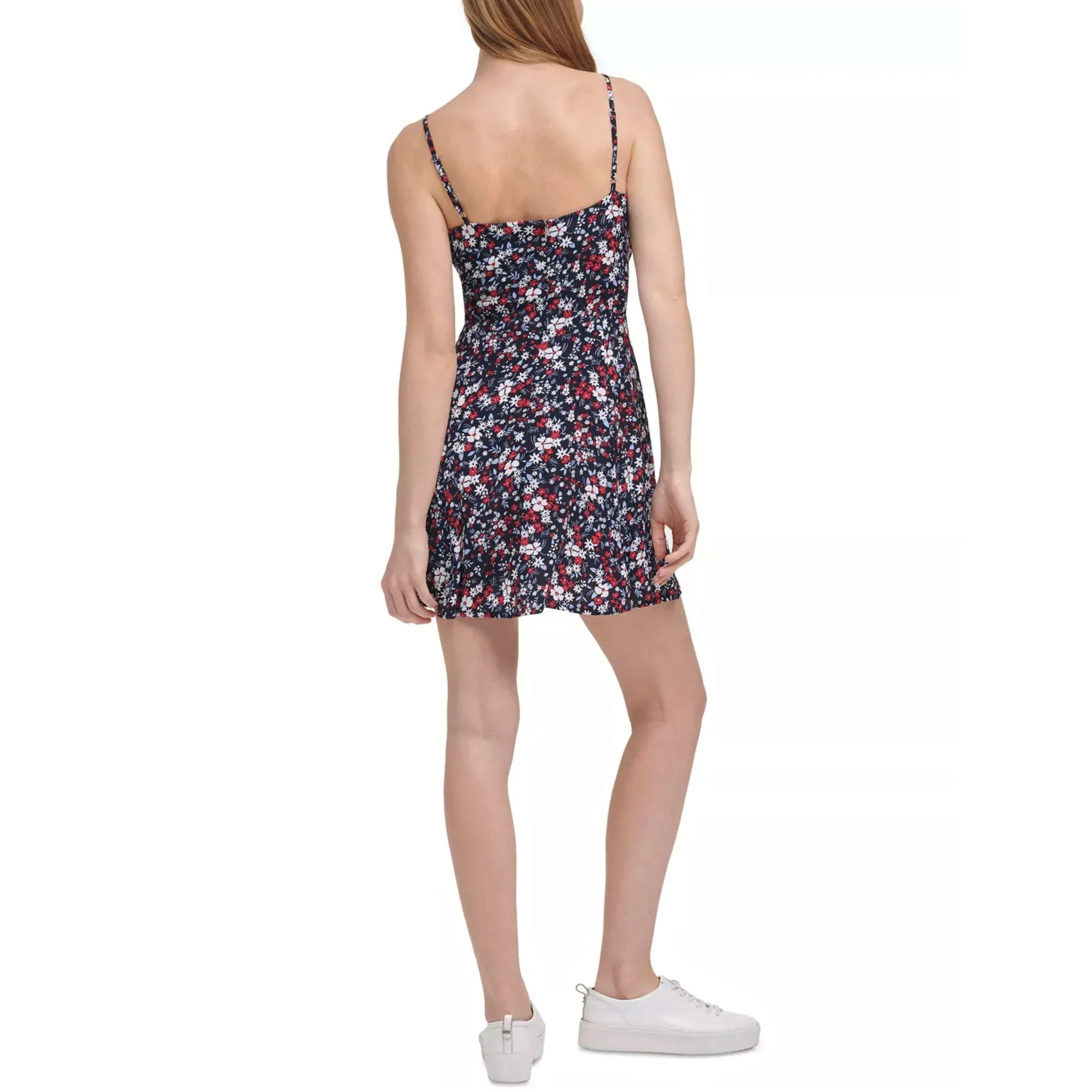 Calvin Klein Jeans Women's Floral Print Adjustable Strap Skater Mini Dress