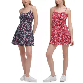 Calvin Klein Jeans Women's Floral Print Adjustable Strap Skater Mini Dress