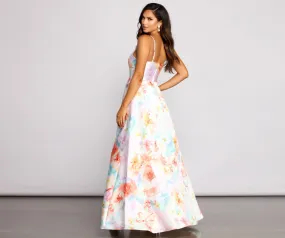 Cami Formal Floral Charming Satin A-Line Dress