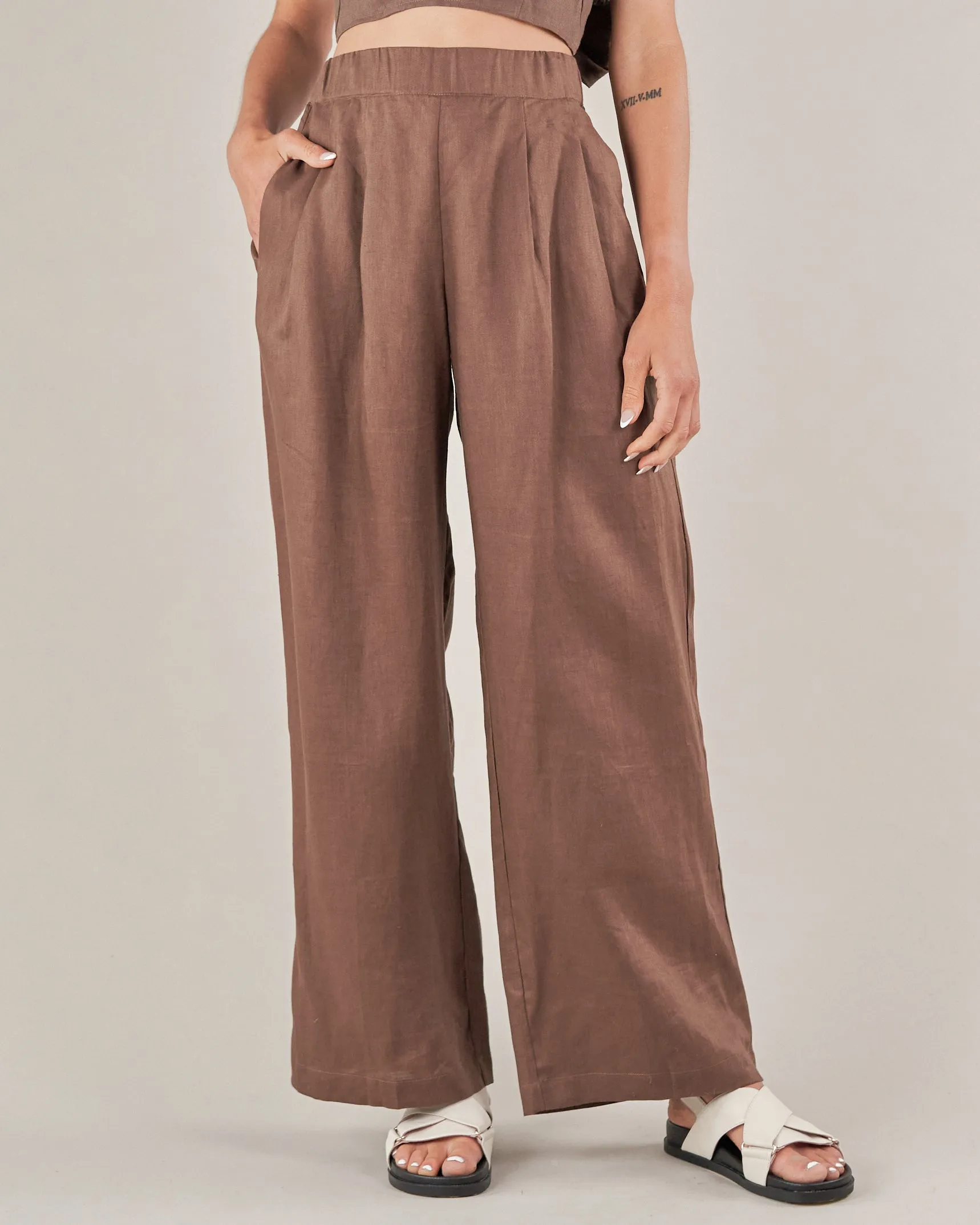 Cancun Linen Pant - Chocolate