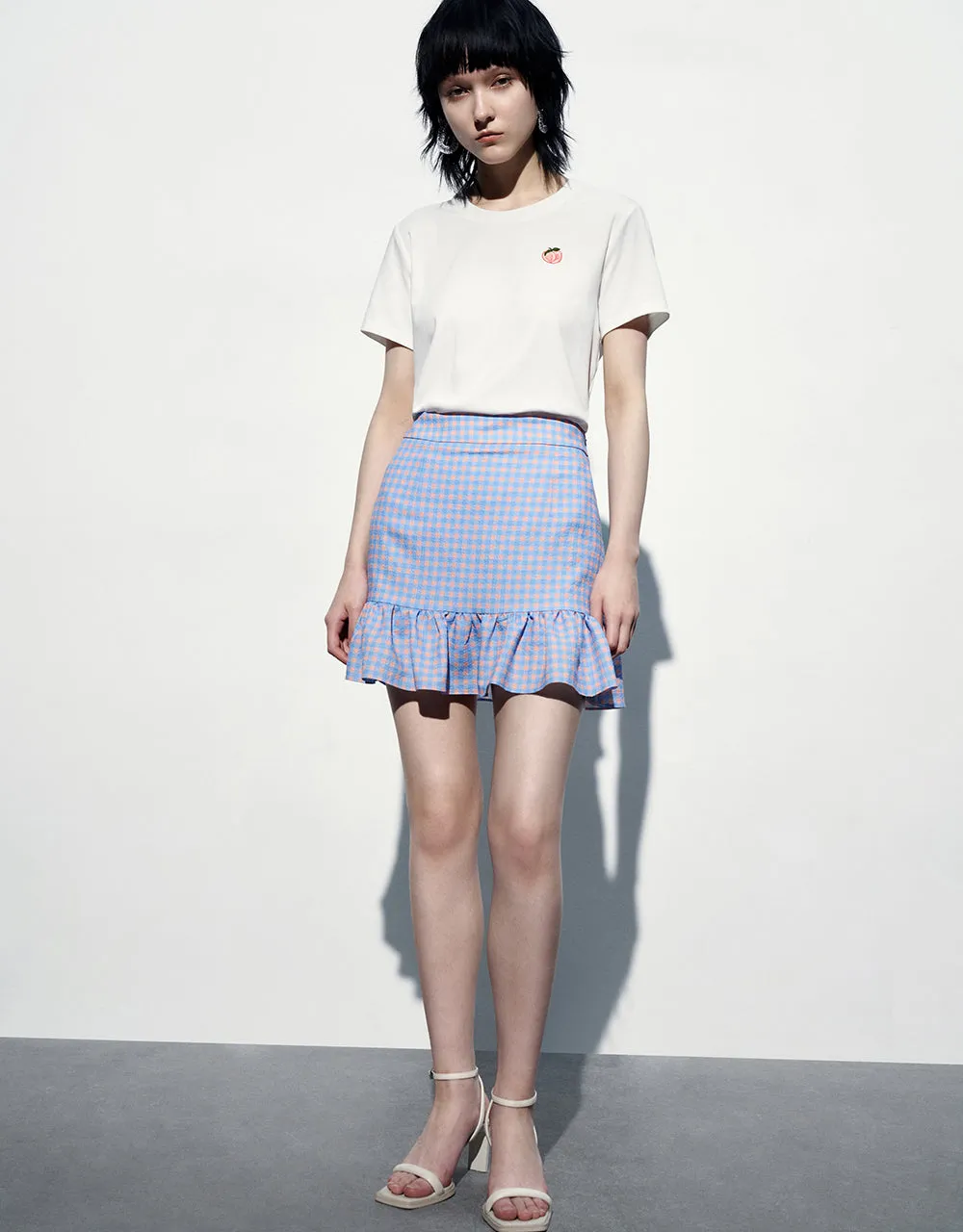 Checkered Mini A-Line Skirt