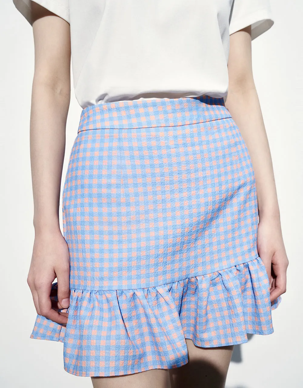 Checkered Mini A-Line Skirt