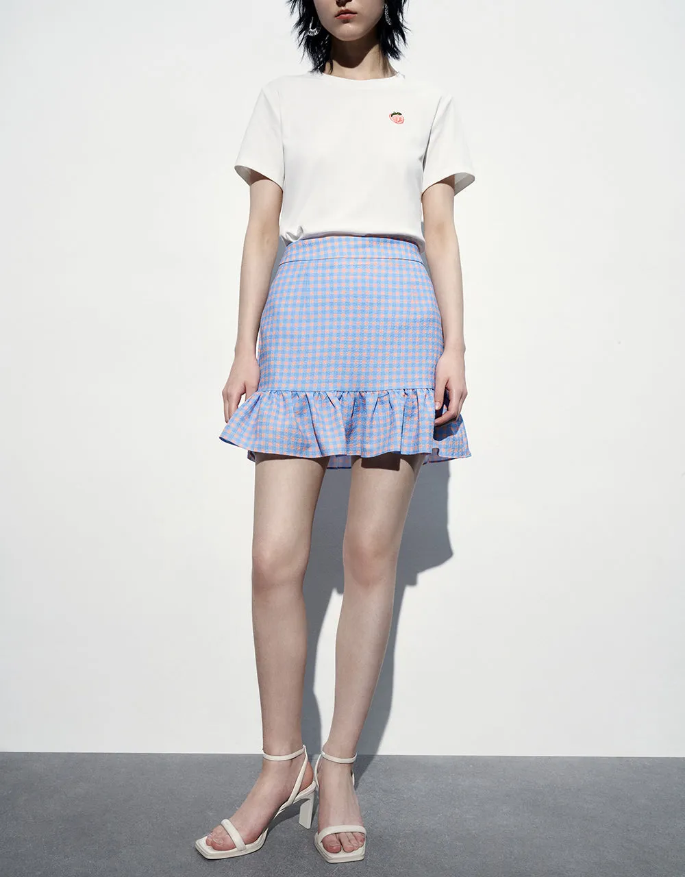 Checkered Mini A-Line Skirt