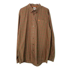 Cinch Mens Modern Fit Size XL Brown Windowpane Check Plaid Button Up Dress Shirt Long Sleeve