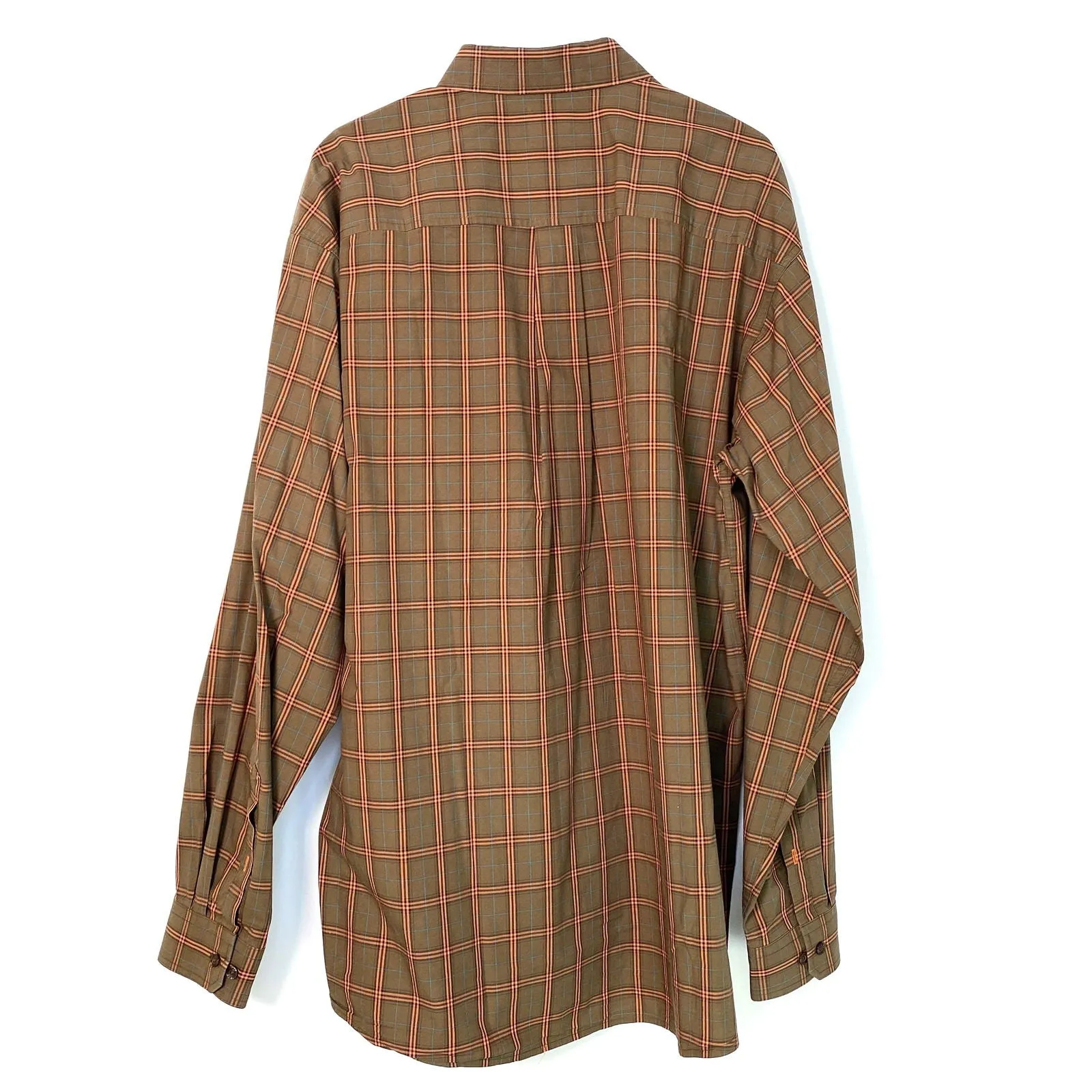 Cinch Mens Modern Fit Size XL Brown Windowpane Check Plaid Button Up Dress Shirt Long Sleeve