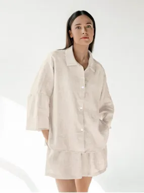 Classic Cotton Linen Ladies Pajamas Set